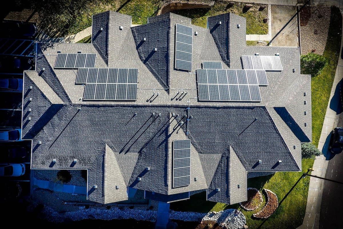 Roof solar panels at multiple angles
