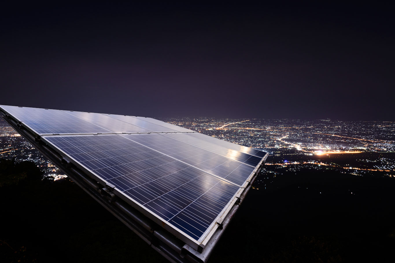 outdoor solar panels at night