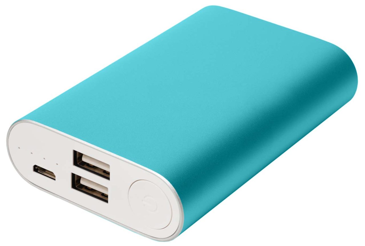 Turquoise portable battery